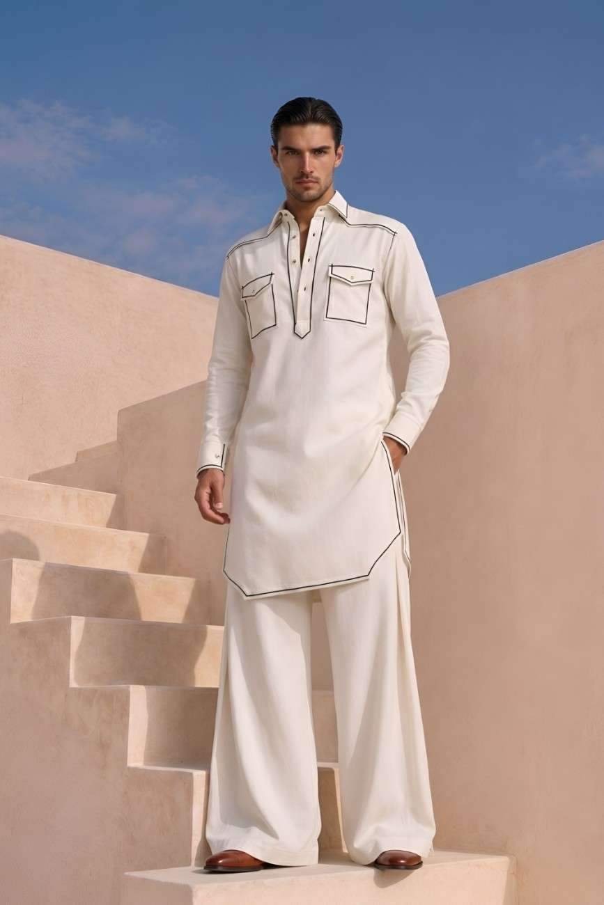 off white Pathani kurta