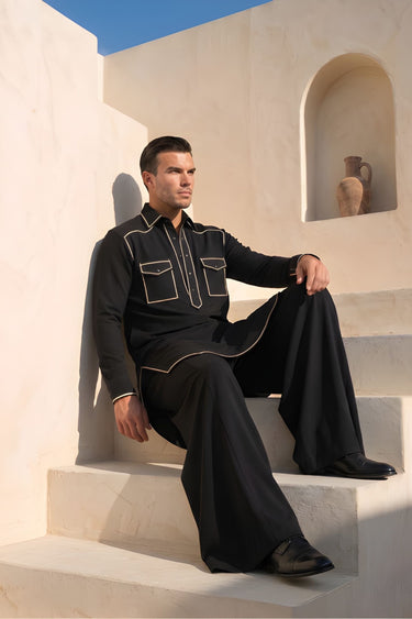 black pathani kurta