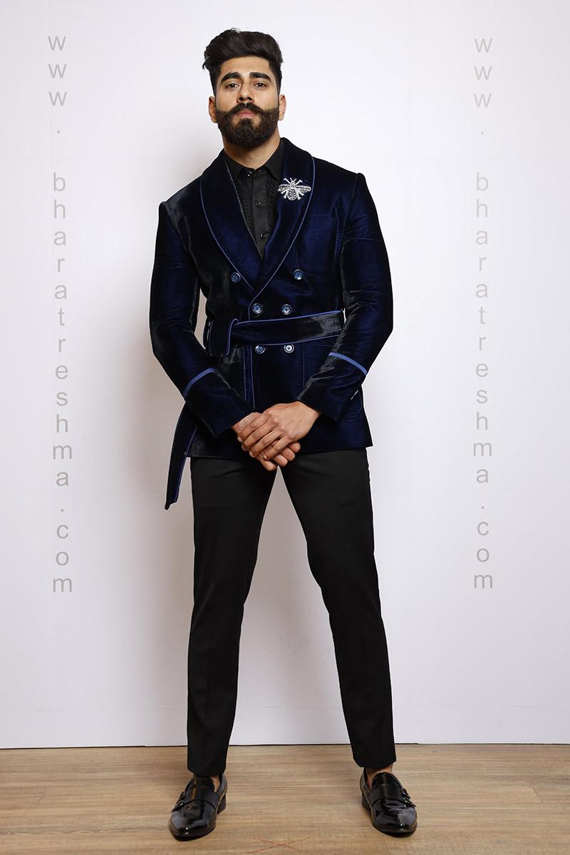 BLUE VELVET DOUBLE BREAST BLAZER