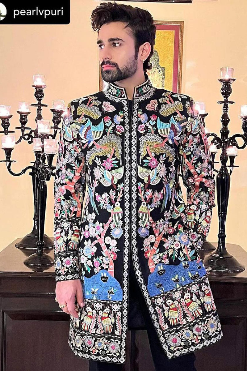 Pearl V Puri in Our Black Designer Indo Western