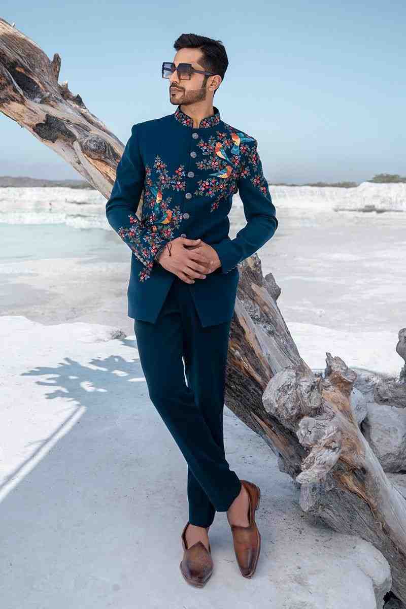 Royal Blue Designer Bandhgala Suit