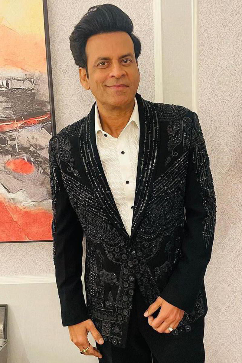 MANOJ BAJPAYEE in Our Black 2 Piece Designer Suit