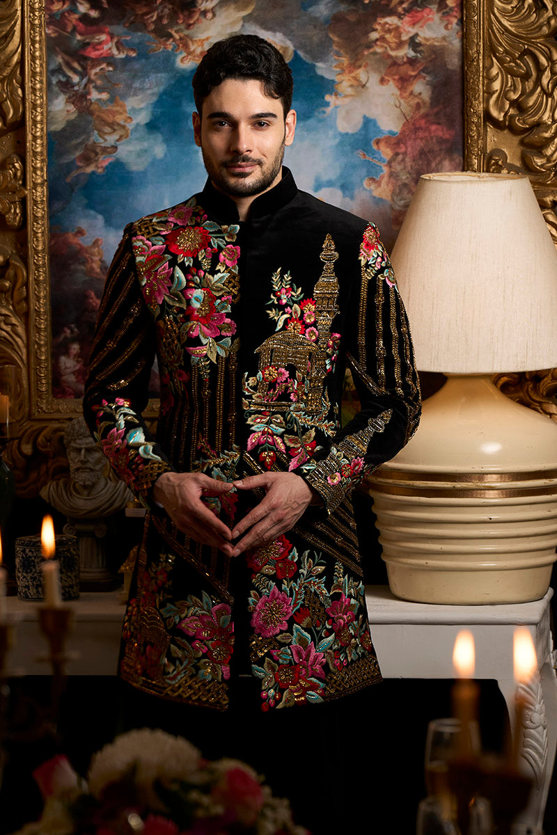 Designer Black Indo Western with Hand Embroidery