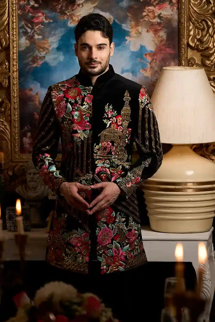 Designer Black Indo Western with Hand Embroidery