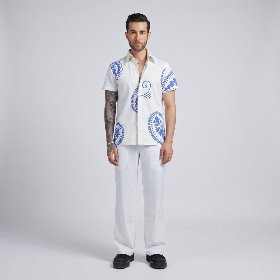 White Puff Print Shirt - Test