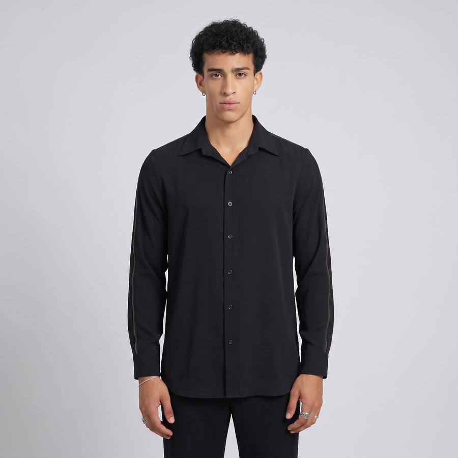 Black Bold Chain Rubber Print Shirt - Test