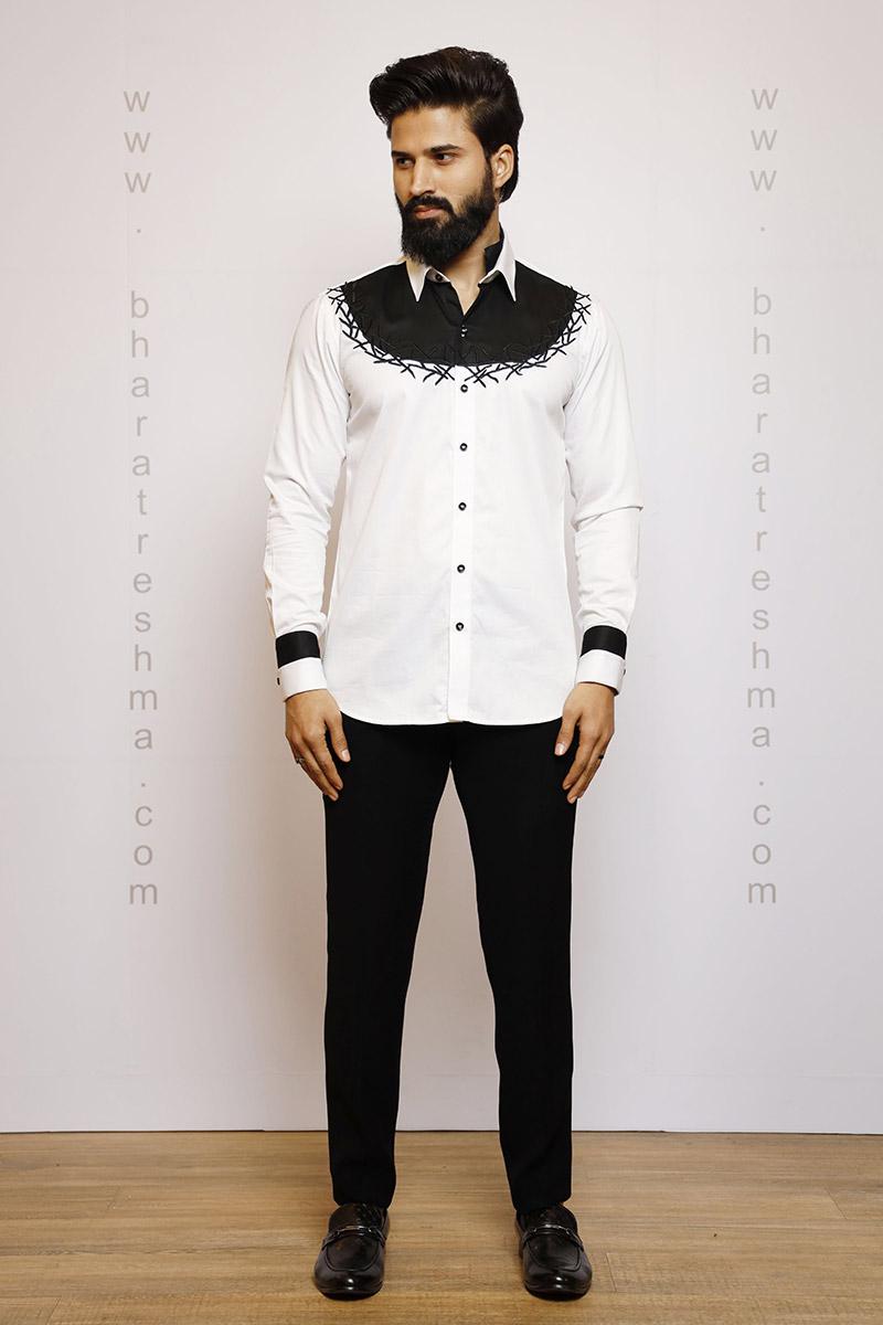 NECK PATTERN WHITE SHIRT