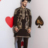 Monochrome Tide Bundi Set – Brown with White Thread Work - Bharat Reshma