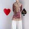 Royal Amethyst Kurta Set – Purple Velvet with Golden Embroidery - Bharat Reshma