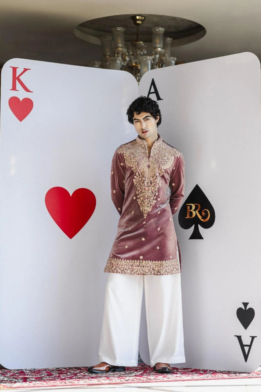 Royal Amethyst Kurta Set – Purple Velvet with Golden Embroidery