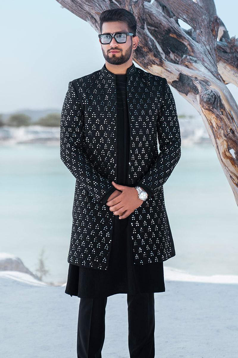 Embroidered Indo Western Set in Italian Magna Fabric