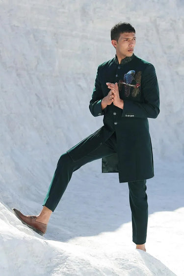 Midnight Green Designer Indo Western for Men