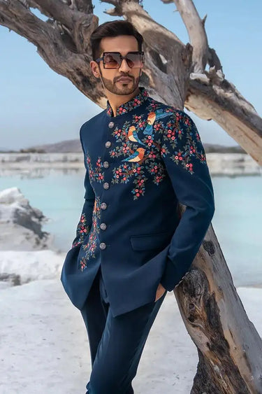 Royal Blue Designer Bandhgala Suit