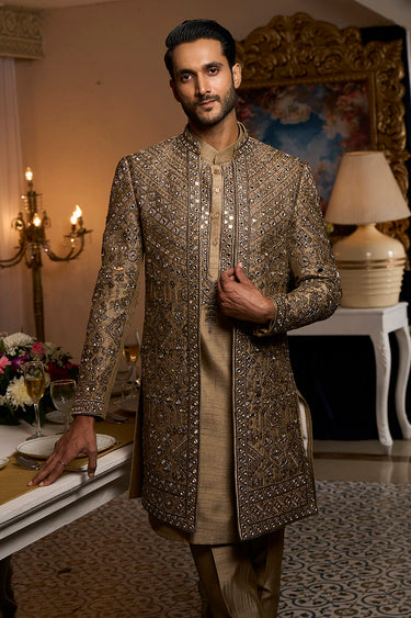 Designer Indo-Western for Men in Silk with Embroidery