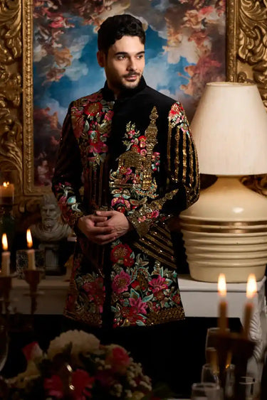 Designer Black Indo Western with Hand Embroidery