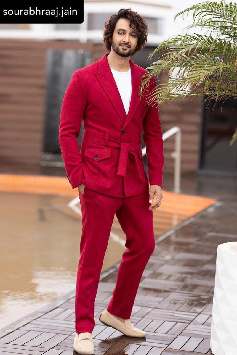 Sourabh Raaj Jain Red Classic 2 piece suit in italian