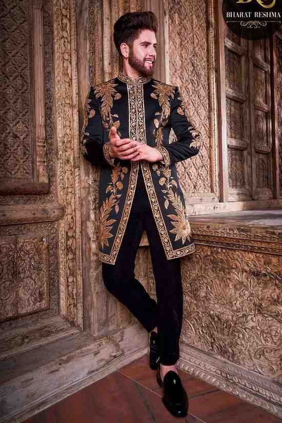 Designer Black Indo-Western Outfit for Men
