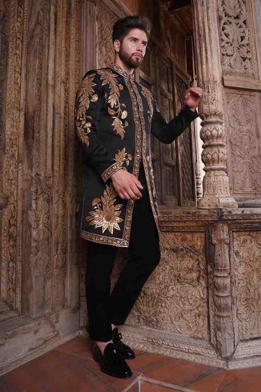 Designer Black Indo-Western Outfit for Men