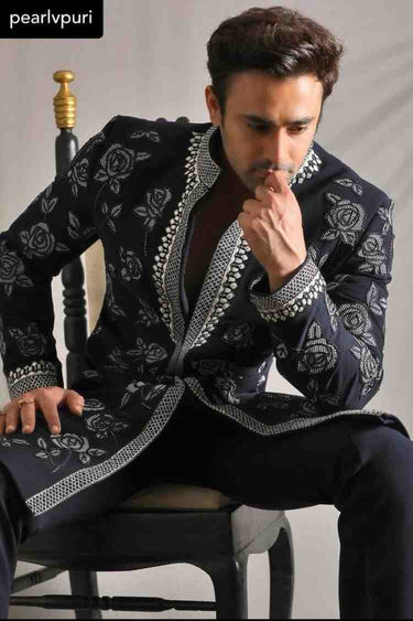 Midnight Blue Designer Indo Western