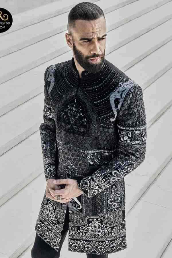 Floral and Elephant Embroided Designer Indo Western
