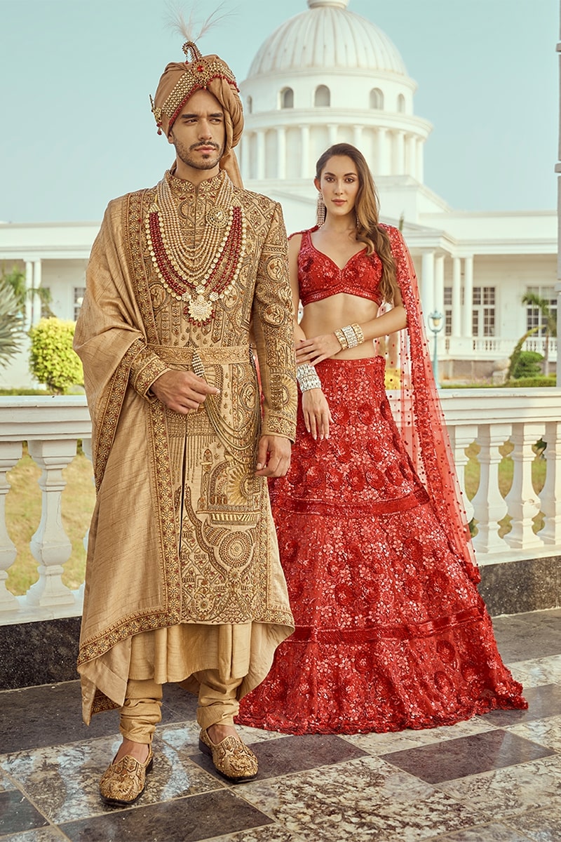 Designer Golden Sherwani for Groom