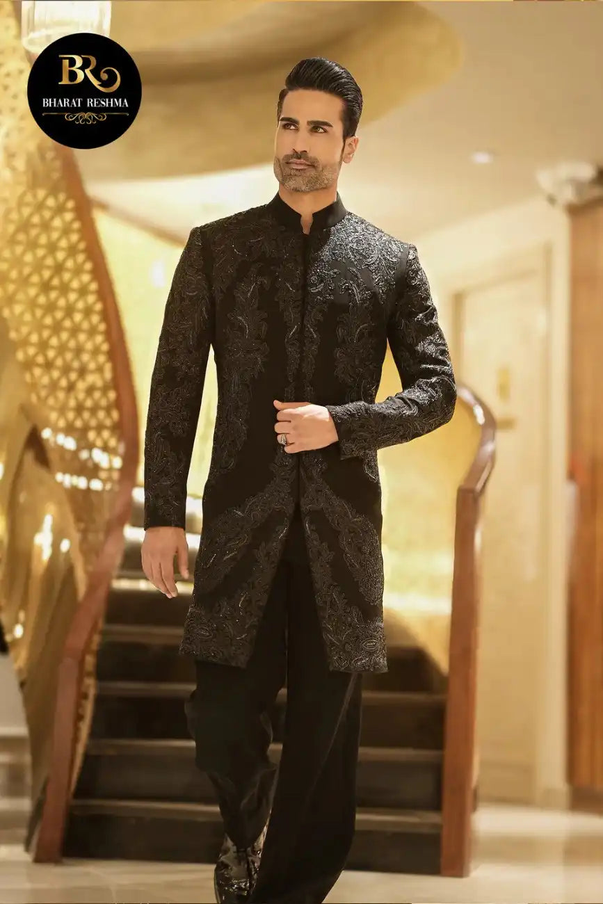 Celebrity Inspired Stylish Black Indo Western