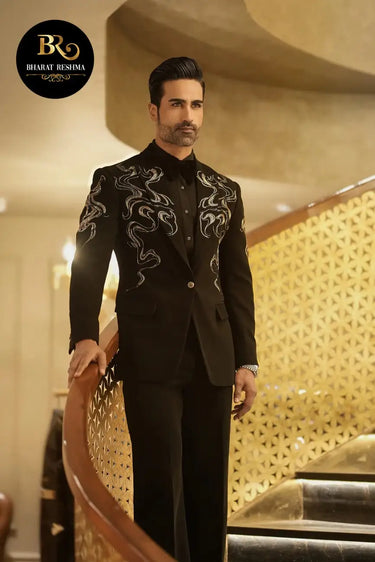 Black Tuxedo with Silver Detailing