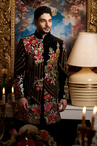 Designer Black Indo Western with Hand Embroidery