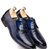 Patina Leather Derby Shoes with Croc-Embossed Texture - Bharat Reshma