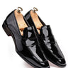 Patent Leather Loafers for Men with Embossed Chain Detailing - Bharat Reshma