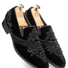Elegant Velvet Loafers with Handmade Bead & Sequin Work - Bharat Reshma