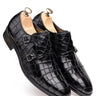 Leather Double Monk Shoes with Crocodile-Embossed Texture - Bharat Reshma