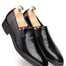 Black Python-Texture Classic Leather Slip-On Shoes - Bharat Reshma