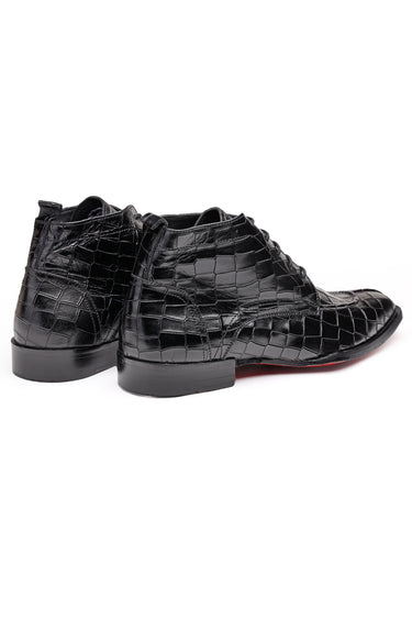 Croc-Pattern Leather Ankle Boots for Men - Bharat Reshma