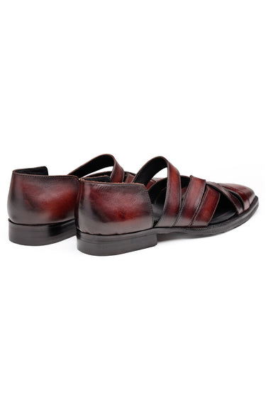Men’s Leather Criss-Cross Strapped Semi-Formal Sandals - Bharat Reshma