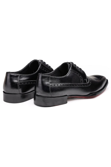 Black Leather Brogue Derby Shoes for Men - Bharat Reshma