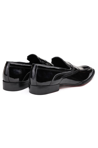 Patent Leather Loafers for Men with Embossed Chain Detailing - Bharat Reshma