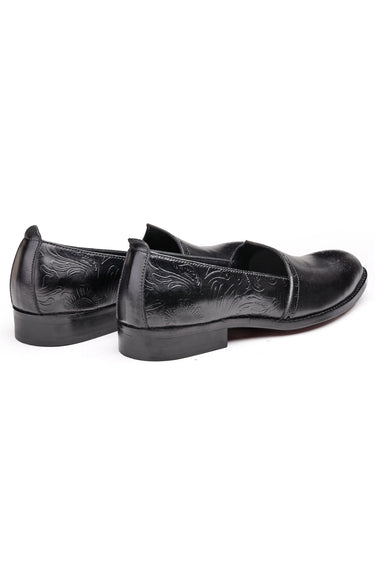 Leather Slip-On Loafers for Men with Elegant Brogue Detailing - Bharat Reshma