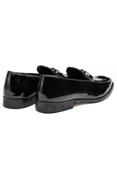 Black Patent Leather Horsebit Loafers with High-Gloss Finish - Bharat Reshma