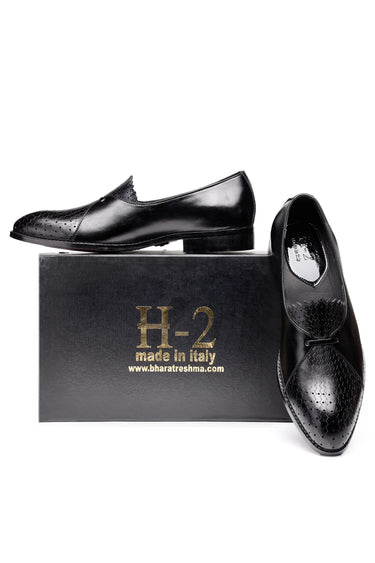 Zig-Zag Textured Leather Formal Shoes for Men - Bharat Reshma