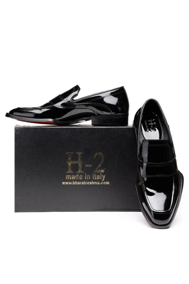 Patent Leather Loafers for Men with Embossed Chain Detailing - Bharat Reshma