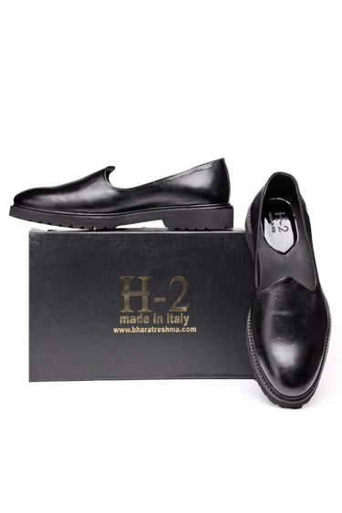 Premium Pure Leather Black Slip-On Loafers for Men - Bharat Reshma