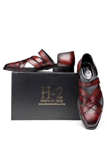 Men’s Leather Criss-Cross Strapped Semi-Formal Sandals - Bharat Reshma