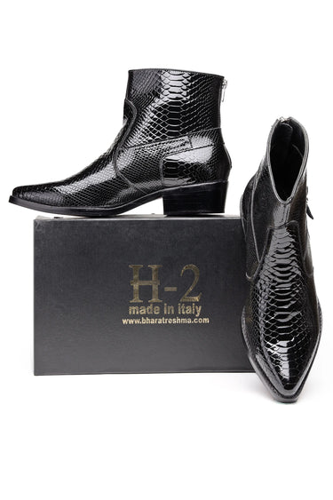 Men’s Heeled Ankle Boots with Exotic-Embossed Leather - Bharat Reshma