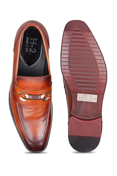 Leather Loafers with Metal Bit Design - Bharat Reshma