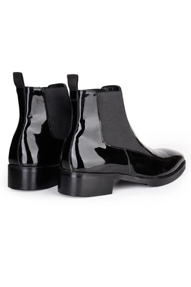 Black Patent Leather Chelsea Boots – Premium Gloss Finish - Bharat Reshma