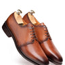 Pure Brown Derby Shoes with Dual-Tone Burnished Detailing - Bharat Reshma