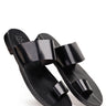 Black Pure Leather Men’s Flat Slippers - Bharat Reshma