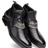 Pure Leather Ankle-Length Boots with Front & Back Chain Detailing - Bharat Reshma
