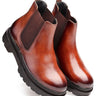 Brown Leather Chelsea Boots with Dual-Tone Finish - Bharat Reshma